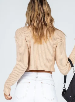 Princess Polly Alivia Cropped Sweater  Beige Fashion