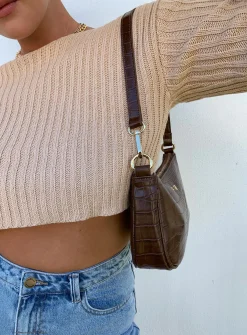 Princess Polly Alivia Cropped Sweater  Beige Fashion