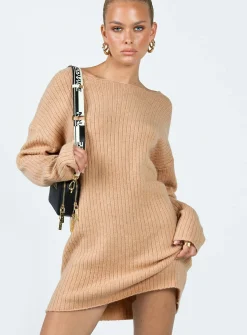 Princess Polly Alivia Sweater Dress  Beige Hot