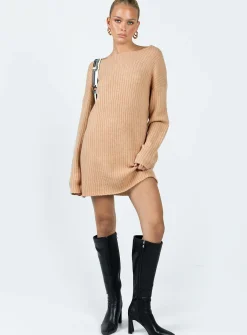 Princess Polly Alivia Sweater Dress  Beige Hot