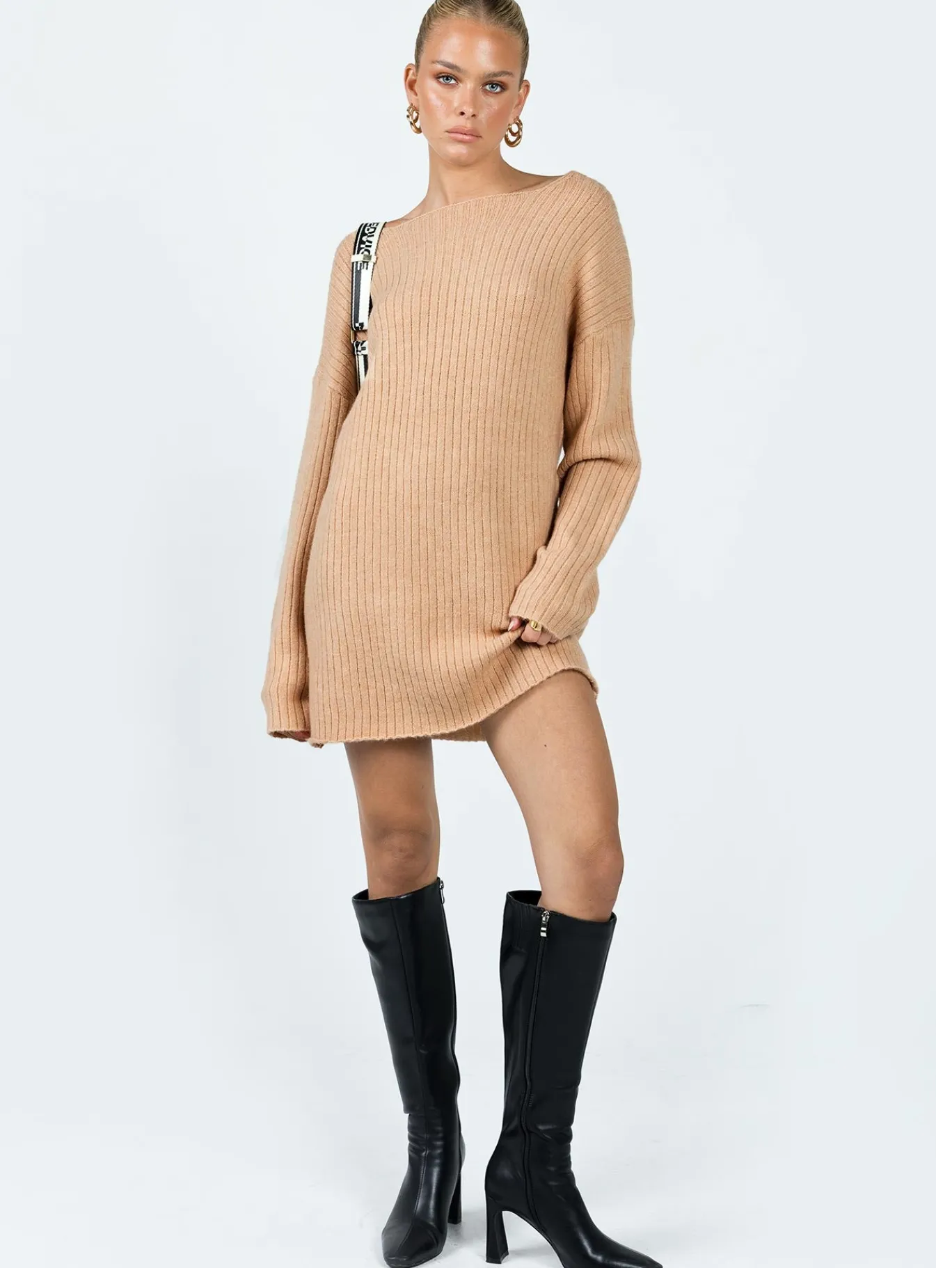 Princess Polly Alivia Sweater Dress Beige Hot