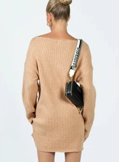 Princess Polly Alivia Sweater Dress Beige Hot