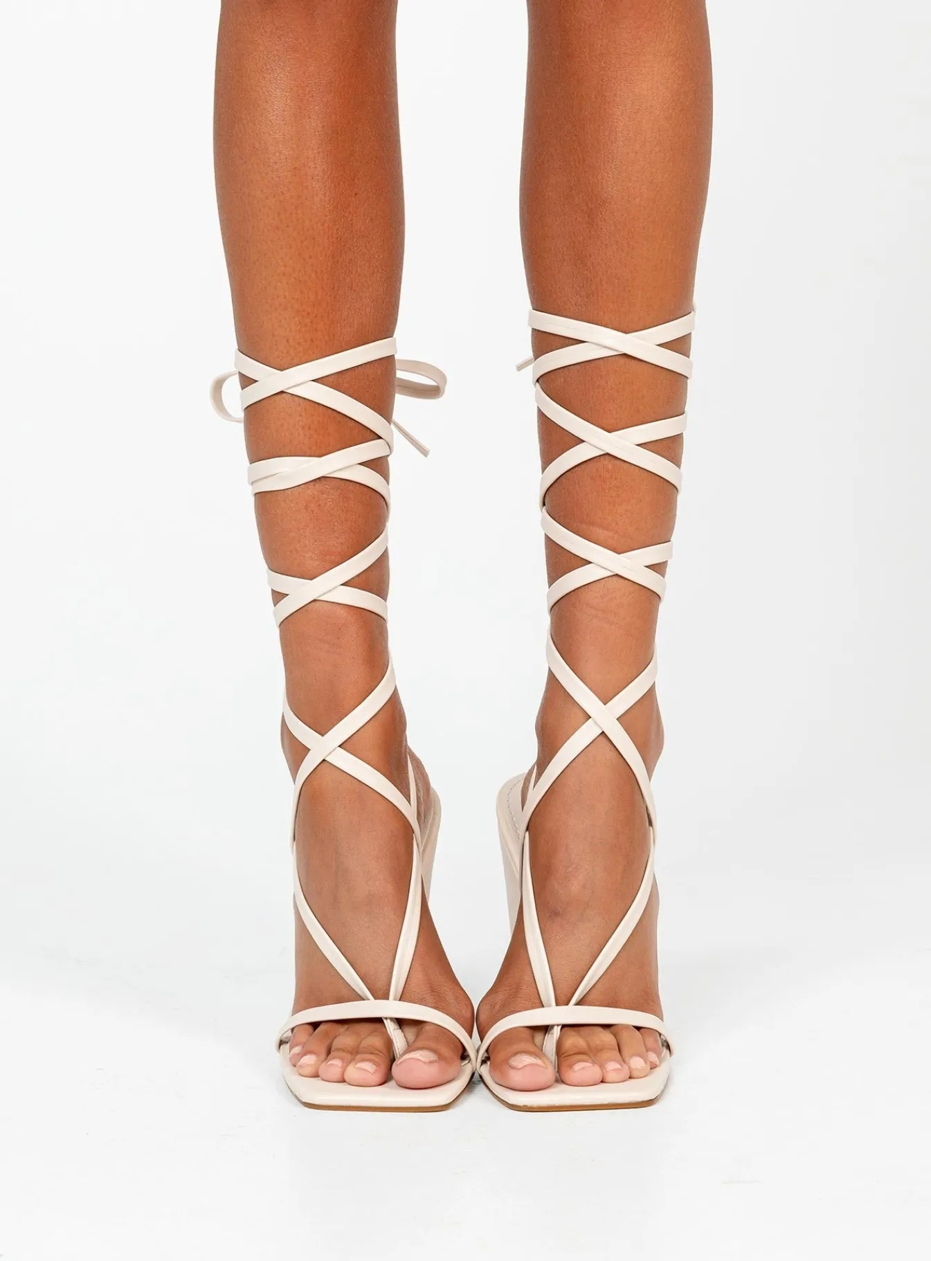 Princess Polly Allegro Wedged Heels Bone Beige Flash Sale