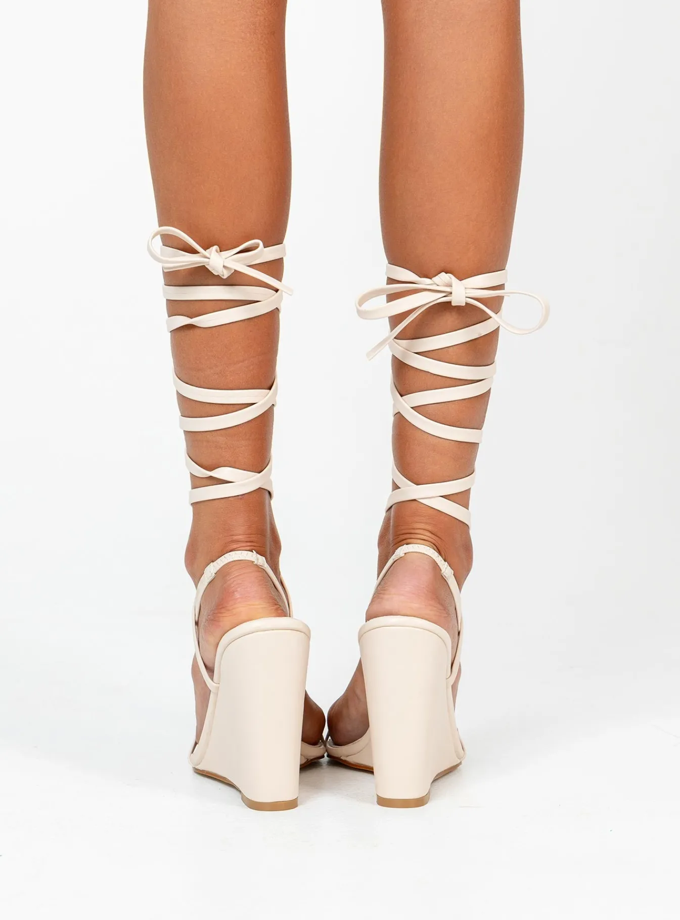 Princess Polly Allegro Wedged Heels Bone Beige Flash Sale