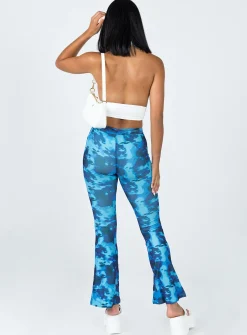 Princess Polly Allen Floral Flare Pants  Blue Discount