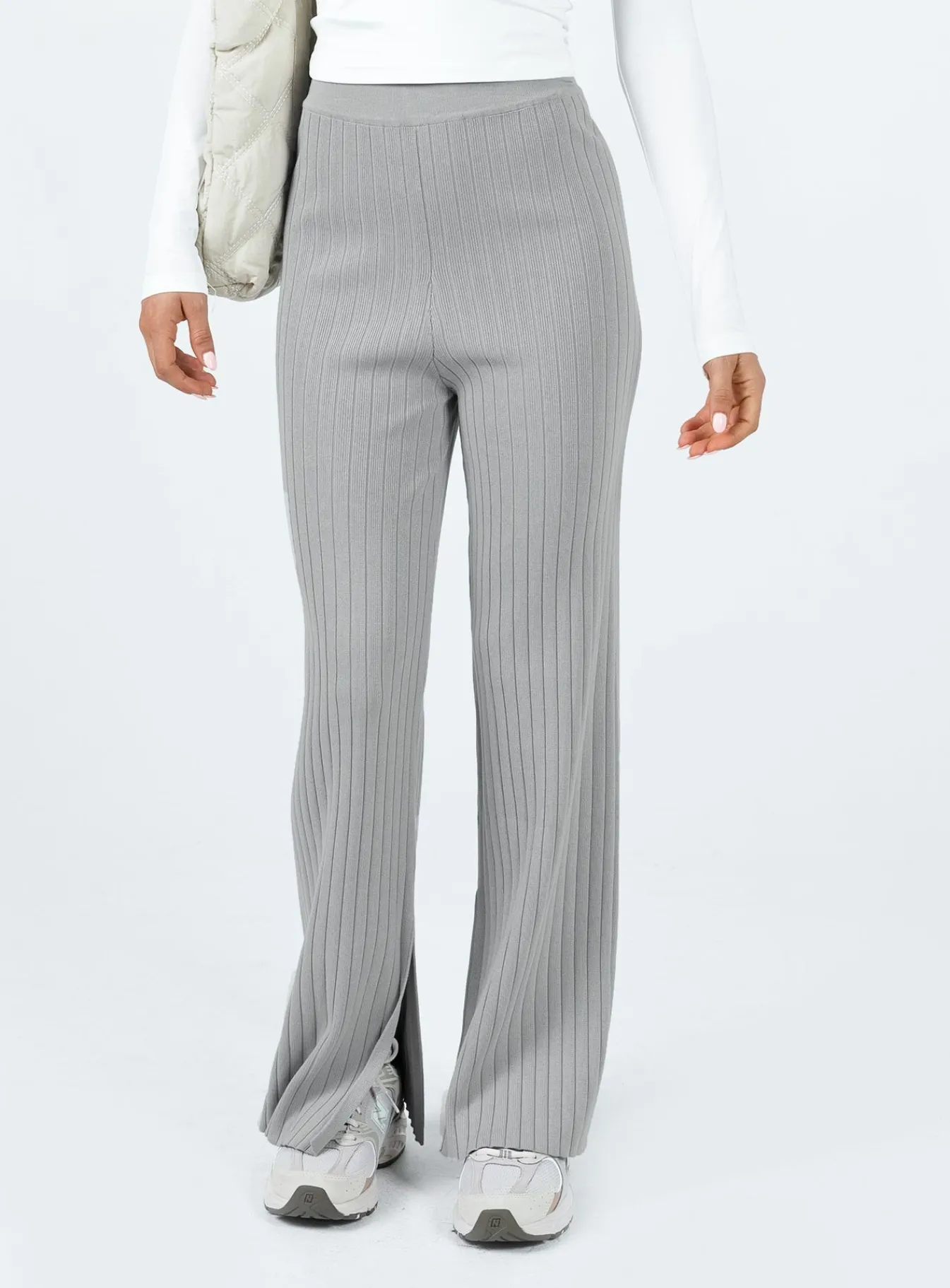 Princess Polly Allen Ribbed Pants Grey Best