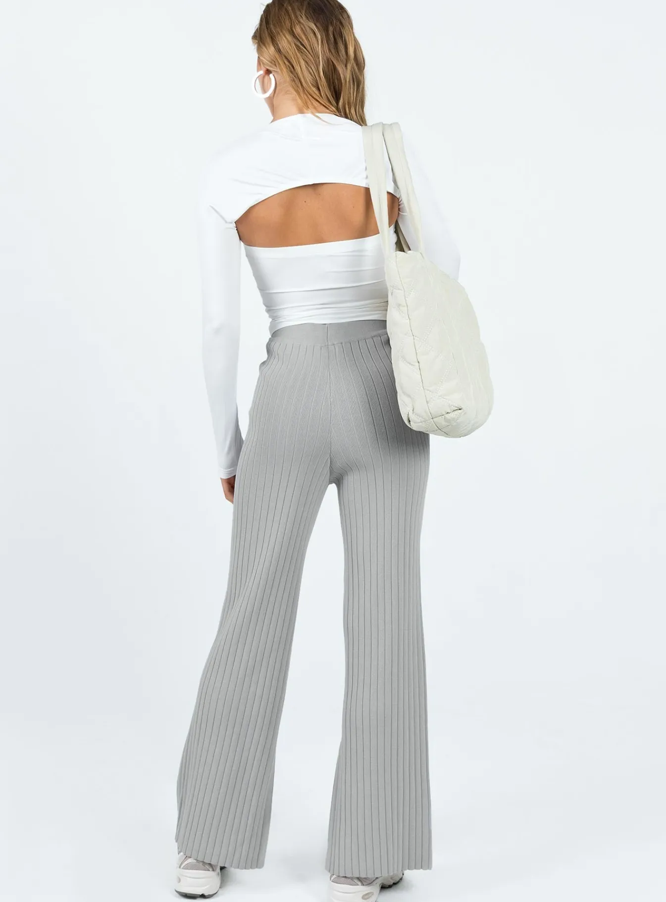 Princess Polly Allen Ribbed Pants Grey Best