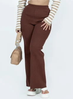 Princess Polly Allen Ribbed Pants  Brown Best Sale