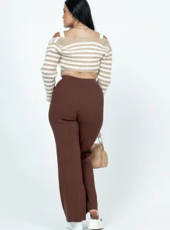Princess Polly Allen Ribbed Pants  Brown Best Sale