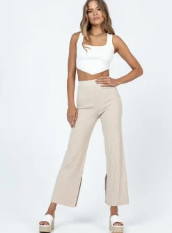 Princess Polly Allen Ribbed Pants Cream Shop