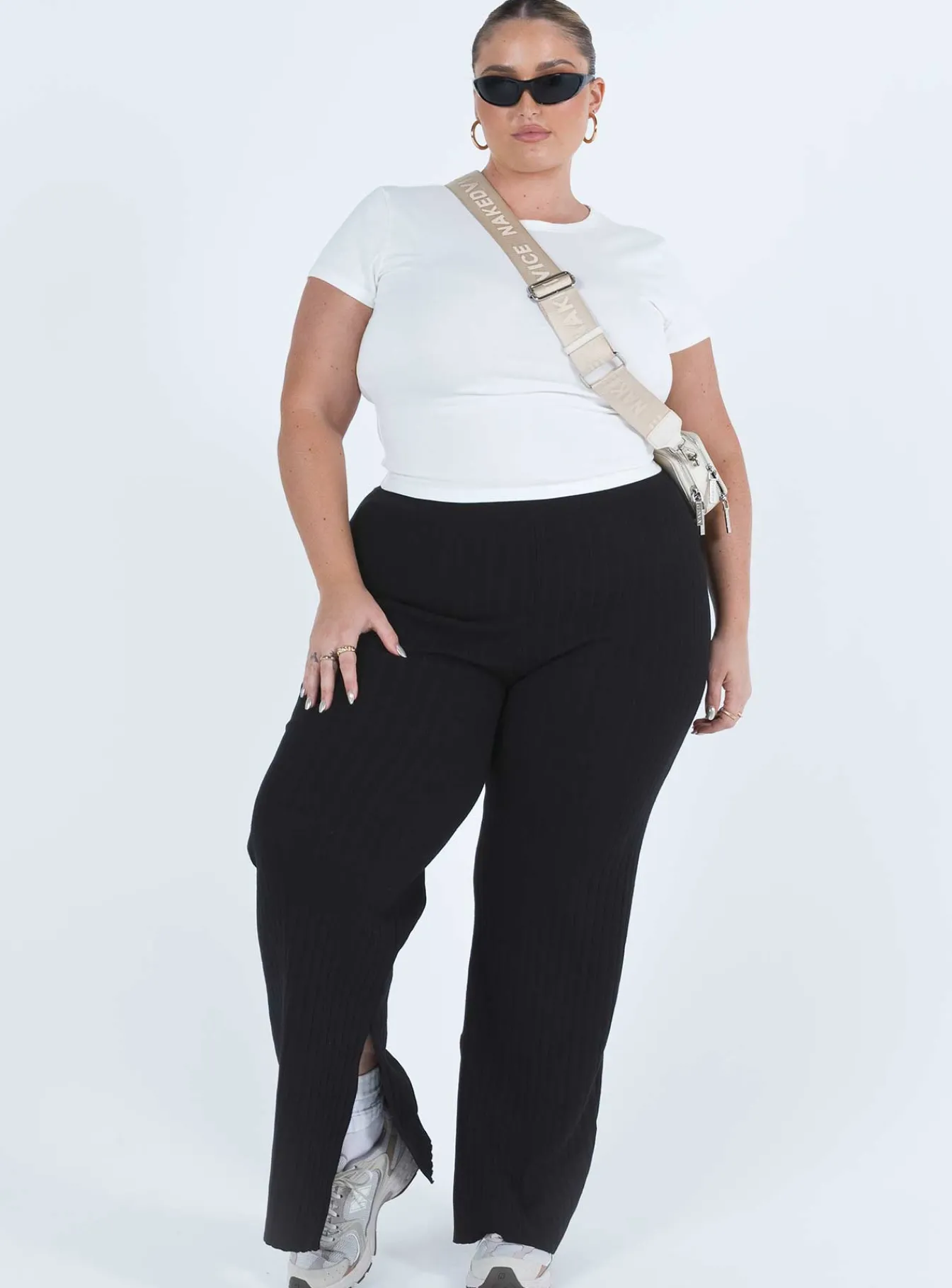 Princess Polly Allen Ribbed Pantscurve Black Cheap