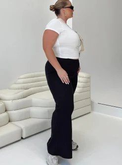 Princess Polly Allen Ribbed Pantscurve Black Cheap