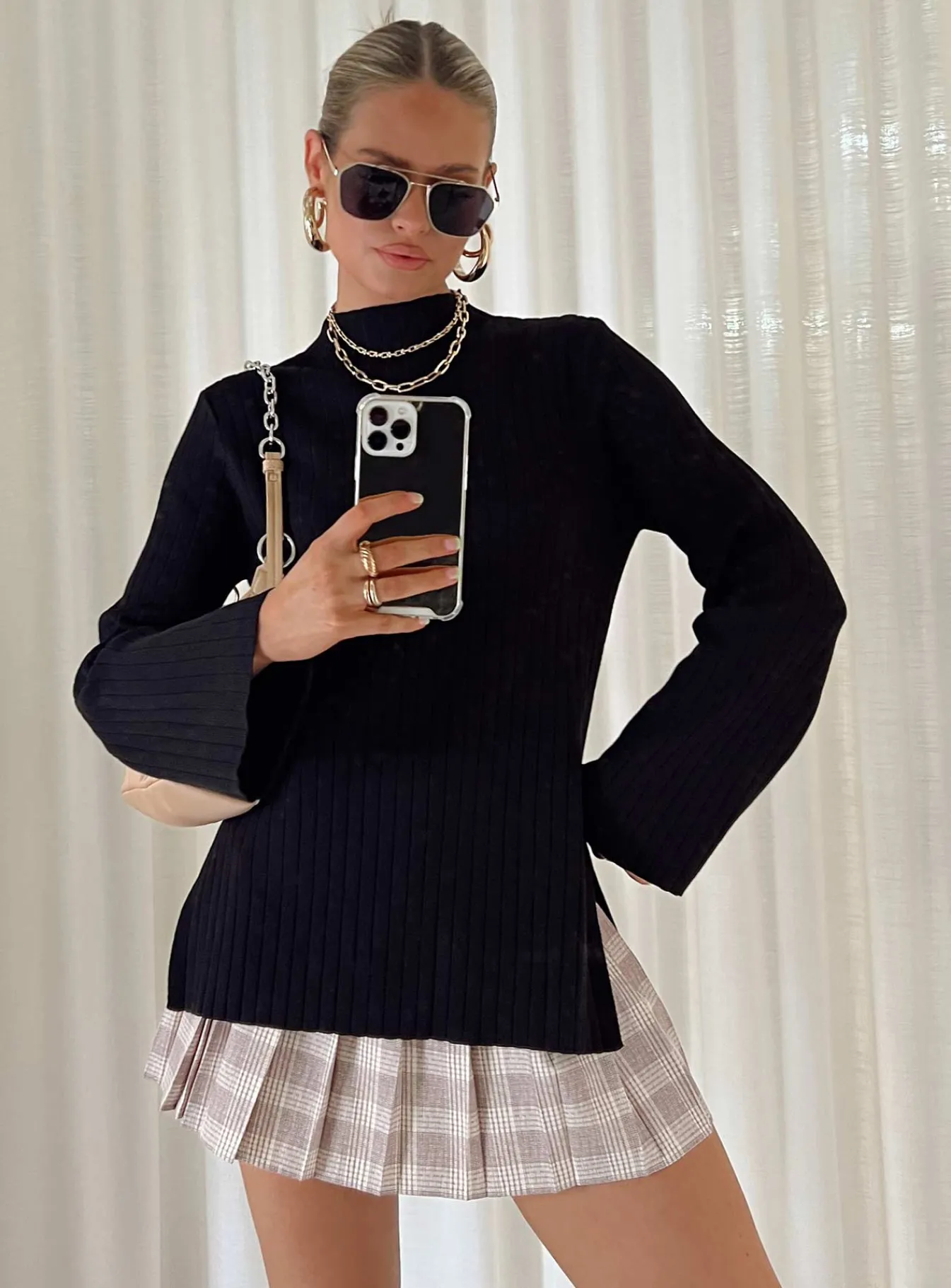Princess Polly Allen Ribbed Sweater Black Best