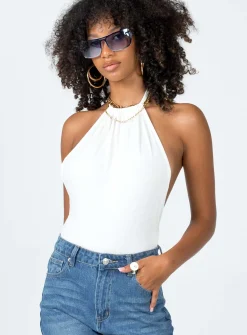 Princess Polly Allie Halter Bodysuit  White Discount