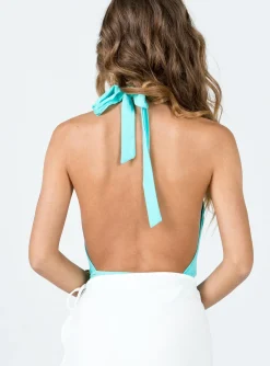 Princess Polly Allie Halter Bodysuit Teal   Green Outlet