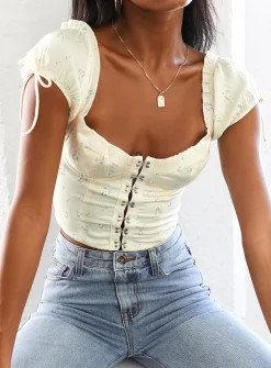 Princess Polly Allyson Top  Yellow Outlet