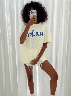Princess Polly Aloha Oversized Tee  Ivory Best