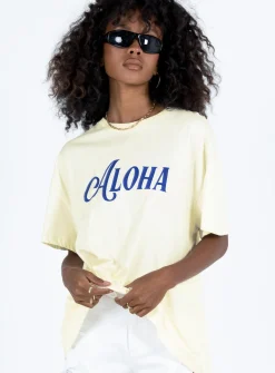 Princess Polly Aloha Oversized Tee  Ivory Best