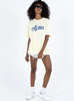 Princess Polly Aloha Oversized Tee  Ivory Best