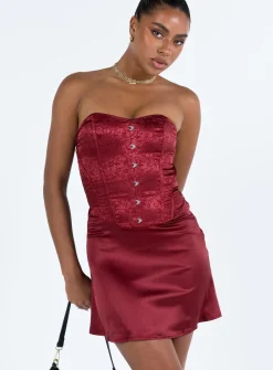 Princess Polly Alter Ego Mini Dress  Maroon Hot