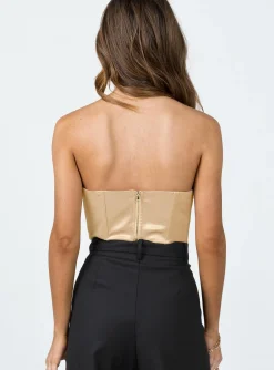 Princess Polly Altona Strapless Top  Beige Outlet