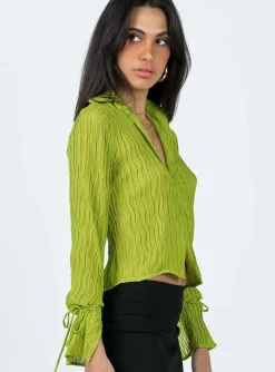 Princess Polly Aluna Shirt  Green Online