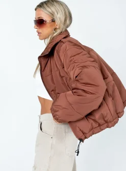 Princess Polly Alycia Puffer Jacket  Brown Sale