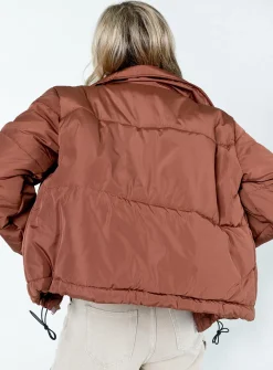 Princess Polly Alycia Puffer Jacket  Brown Sale