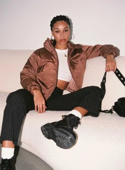 Princess Polly Alycia Puffer Jacket  Brown Sale