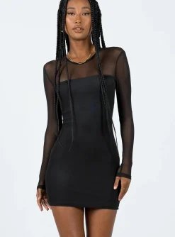 Princess Polly Alyson Mini Dress  Black Best Sale