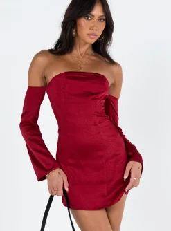 Princess Polly Amalea Mini Dress  Burgundy Discount