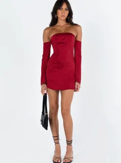 Princess Polly Amalea Mini Dress  Burgundy Discount