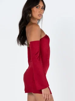 Princess Polly Amalea Mini Dress  Burgundy Discount