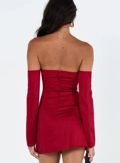 Princess Polly Amalea Mini Dress  Burgundy Discount