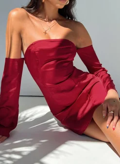 Princess Polly Amalea Mini Dress  Burgundy Discount