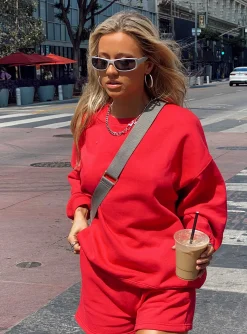 Princess Polly Amato Sweatshirt  Red Fashion