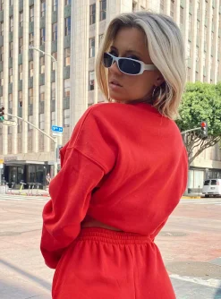 Princess Polly Amato Sweatshirt  Red Fashion