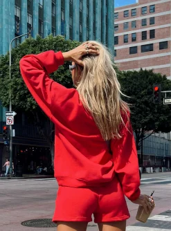 Princess Polly Amato Sweatshirt  Red Fashion