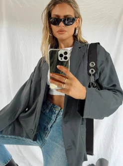 Princess Polly Amber Oversized Blazer  Grey Hot