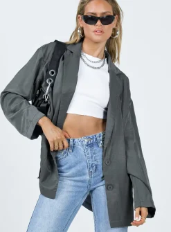 Princess Polly Amber Oversized Blazer  Grey Hot