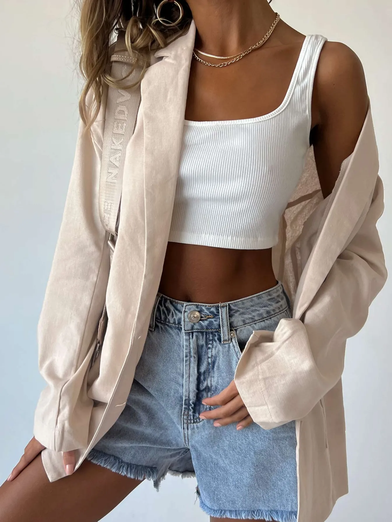 Princess Polly Amber Oversized Linen Blazer Beige Online