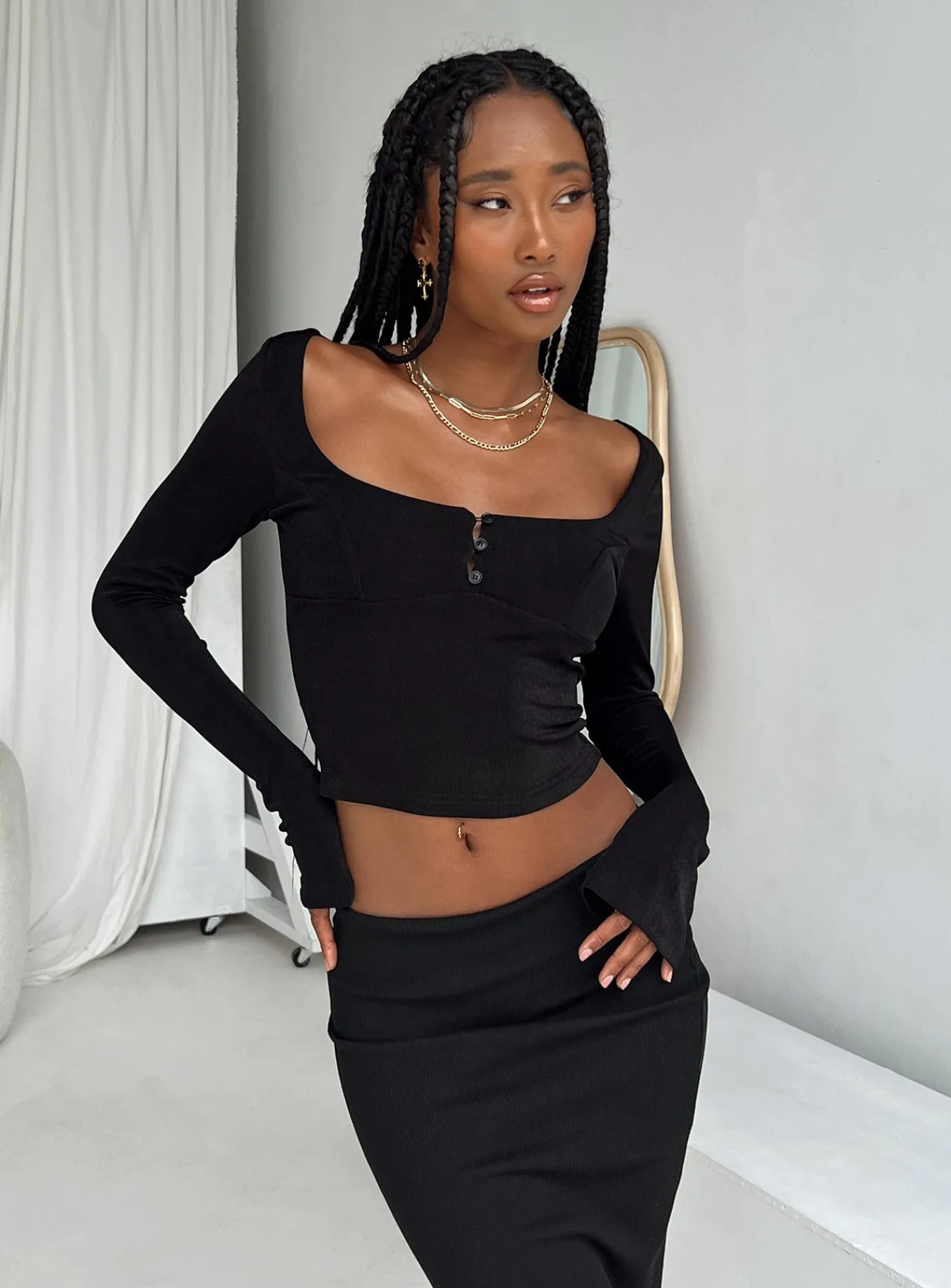 Princess Polly Ambers Long Sleeve Top Black Flash Sale