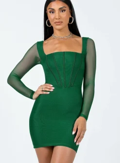 Princess Polly Ambleside Long Sleeve Mini Dress  Green Shop
