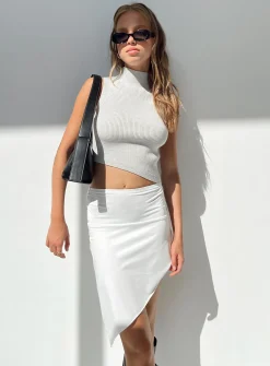 Princess Polly Ames Asymmetric Mini Skirt  White Cheap