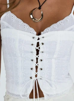 Princess Polly Amitri Lace Up Top Ivory Cheap