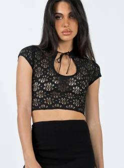 Princess Polly Amity Lace Top  Black Cheap