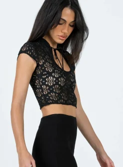 Princess Polly Amity Lace Top Black Cheap
