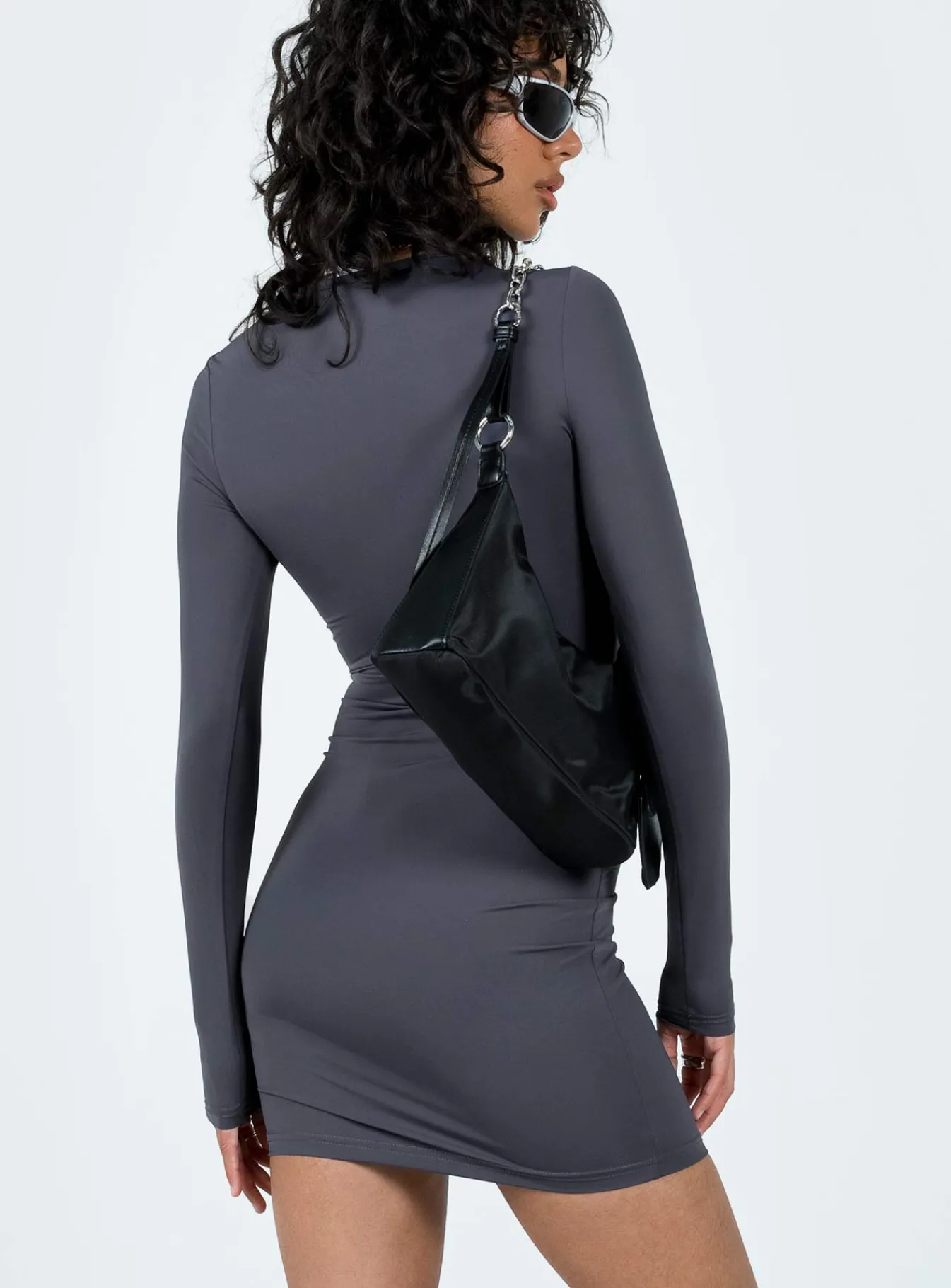 Princess Polly Analisa Long Sleeve Mini Dress Slate Best