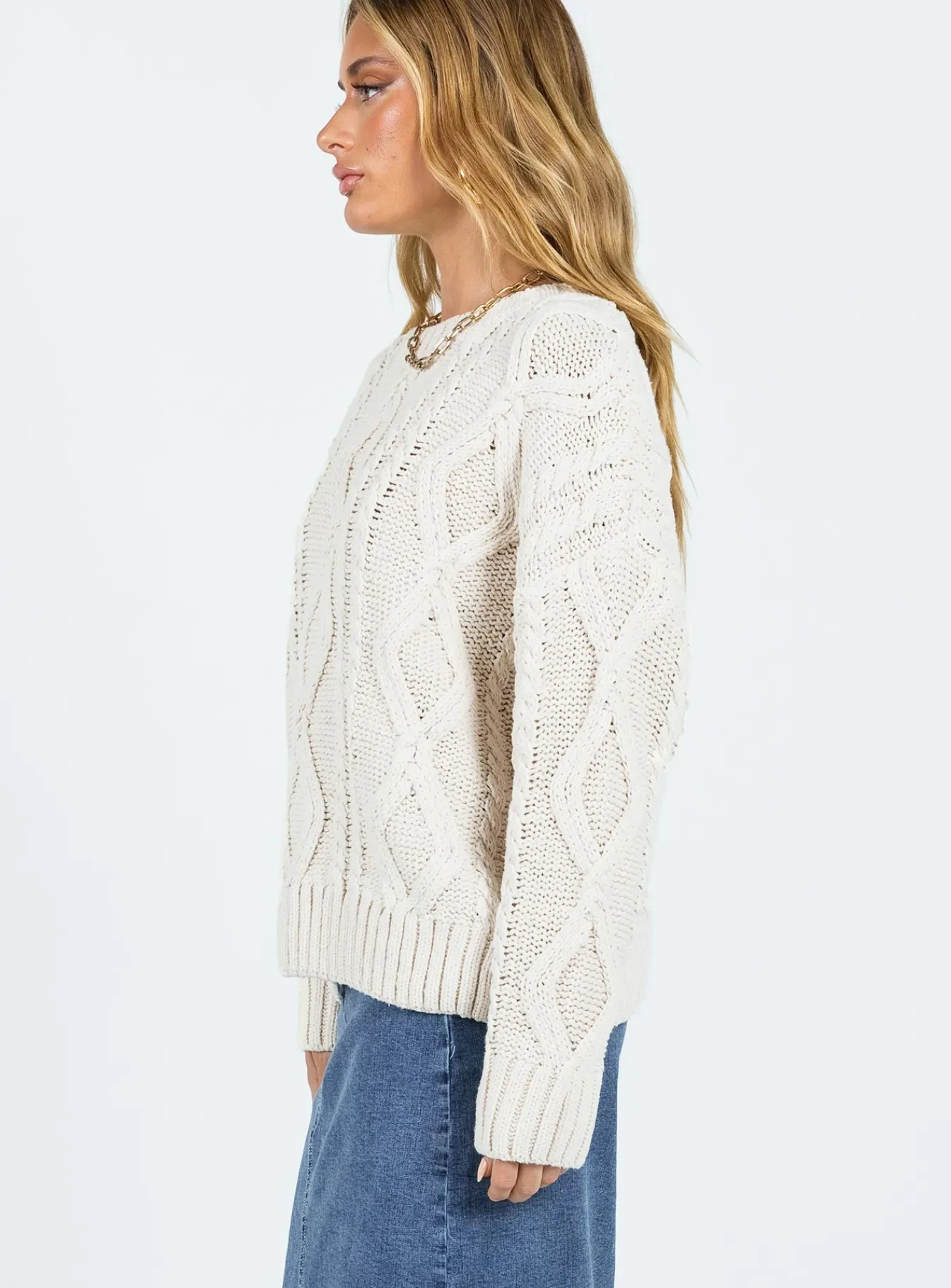 Princess Polly Anaya Oversized Sweater Beige New