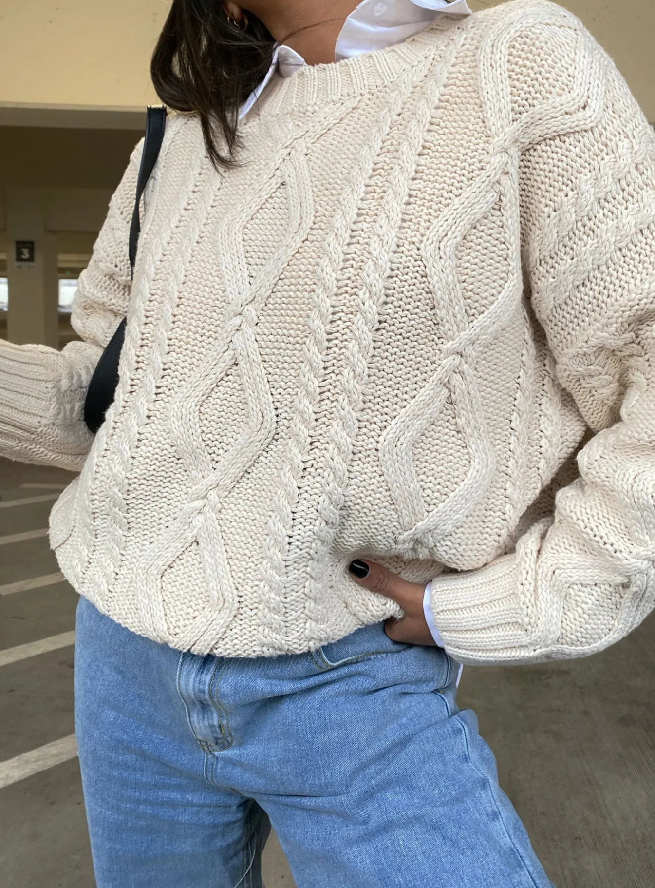 Princess Polly Anaya Oversized Sweater Beige New